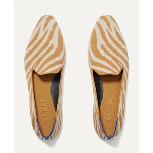 Rothy’s The Almond Loafer Zebra Print Knit Flats Camel Ivory Women’s Size 8.5